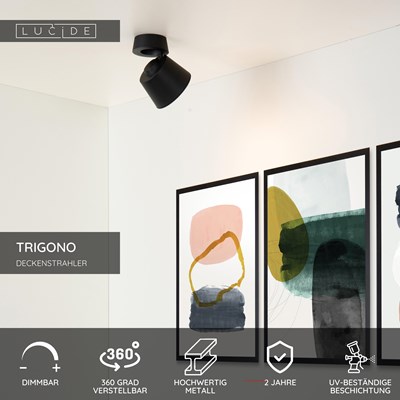 Lucide TRIGONO - Deckenstrahler - Ø 10,5 cm - 1xGU10 - Schwarz